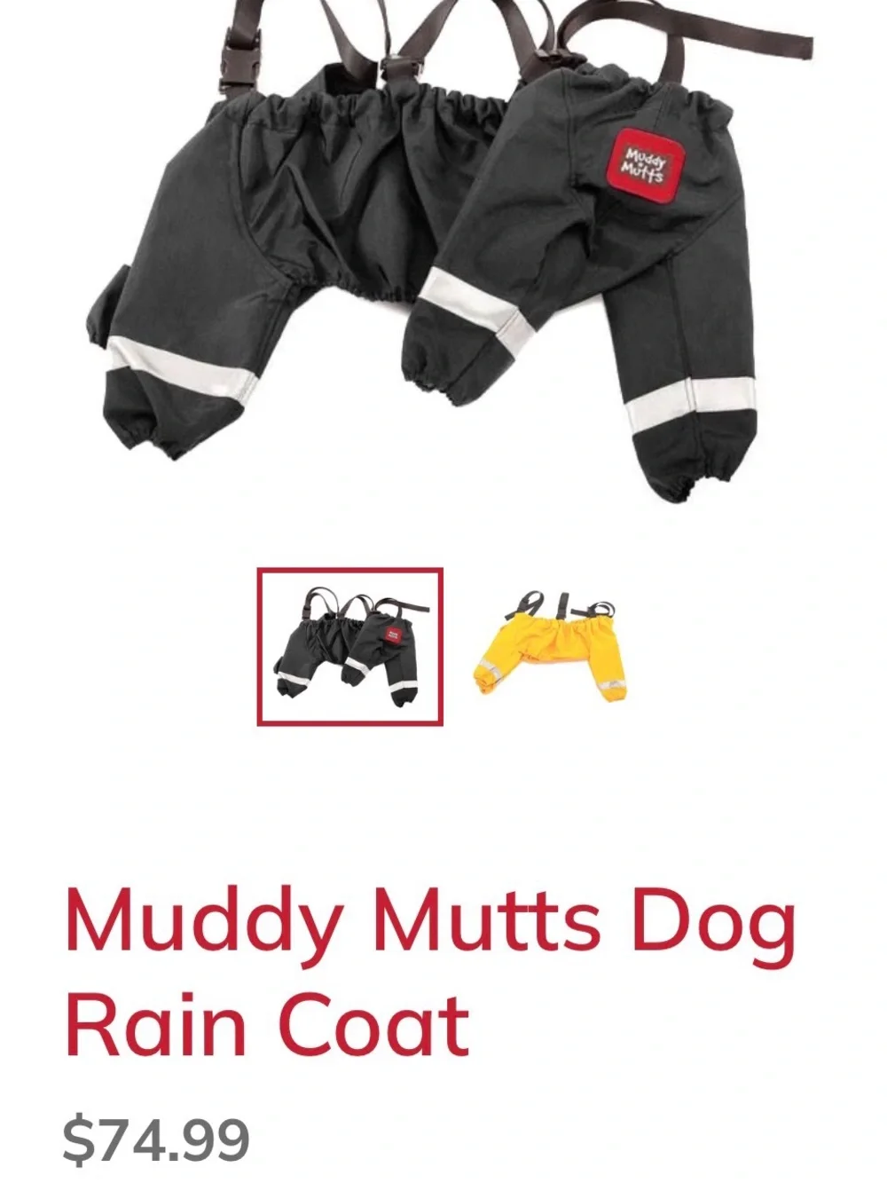 Muddy Mutts Black Dog Rain Coveralls